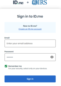 IRS transcript ID.Me username and password to log in