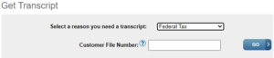 IRS transcript type selector button